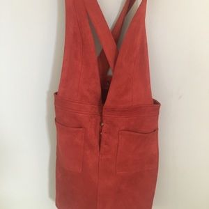 Faux suede pinafore dress